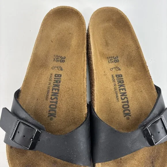 Birkenstock Madrid Birko-Flor Sandals Adjustable Sz US 8 EU 38Black Womens - Picture 4 of 14